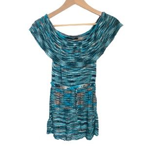 Arden B Women’s Y2K off shoulder knit turquoise blouse 100% viscose size small